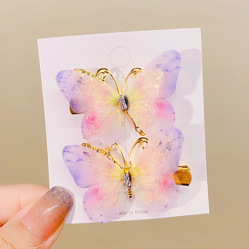 Movable Butterfly Barrettes Girls' Baby Cute Headwear Hairpin Super Fairy Mesh Children's Antique Clip Hair Accessories