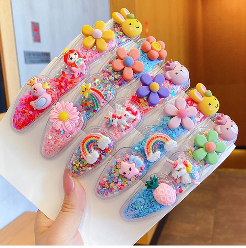 儿童新款流沙发夹发饰女童卡通不伤发刘海碎发发卡女孩甜美小夹子