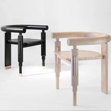 北欧轻奢白蜡木扶手餐椅家用设计师简约实木靠背椅书桌椅侘寂单椅