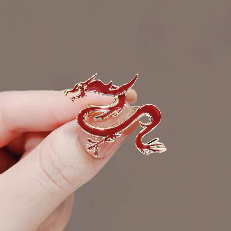 chinese style new year spring dragon vintage red dragon brooch upscale personality suit corsage clothes accessories pin