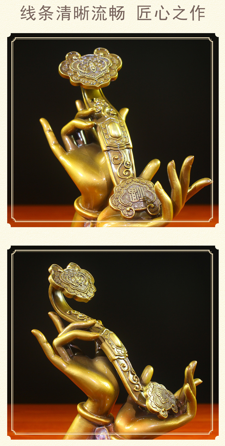 手托纯铜如意摆件招财吉祥物客厅玄关事事如意乔迁新居开业礼品大