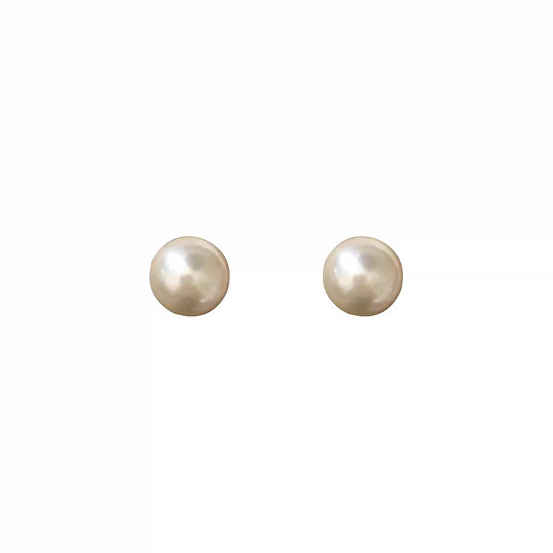 Fever Same Pearl Earrings Shijia Perfect Circle Sterling Silver Stud Earrings 12mm Earless Earrings Mosquito-Repellent Incense