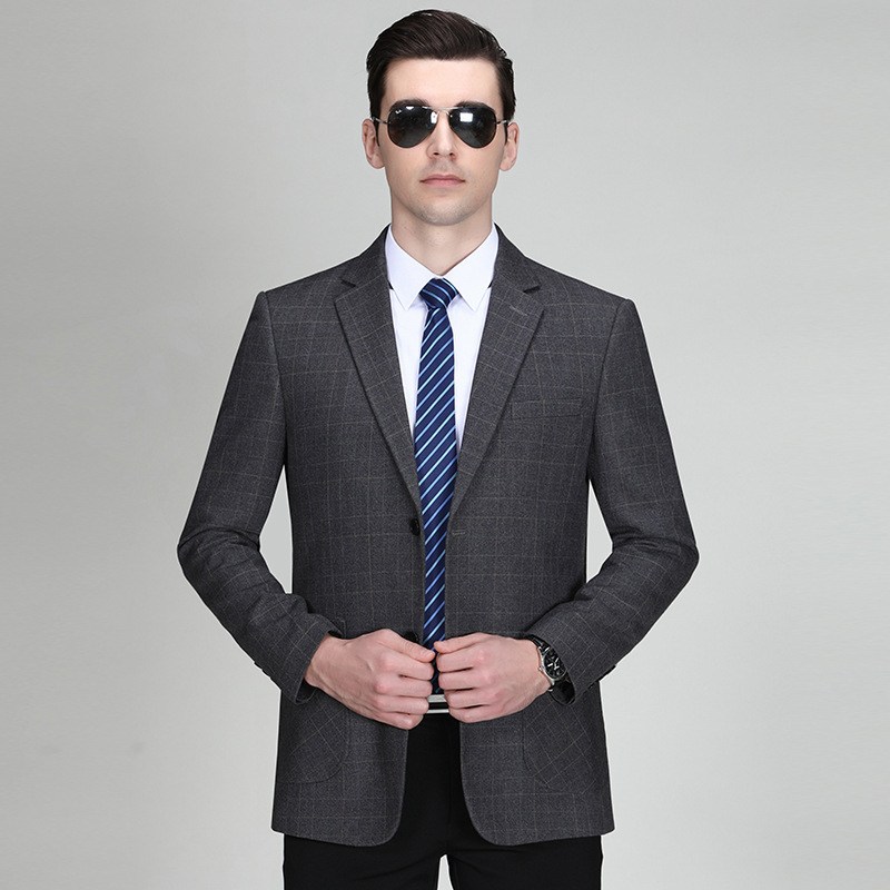 新款西装男中年商务正装男士职业装品牌大码羊毛西服男单西外套