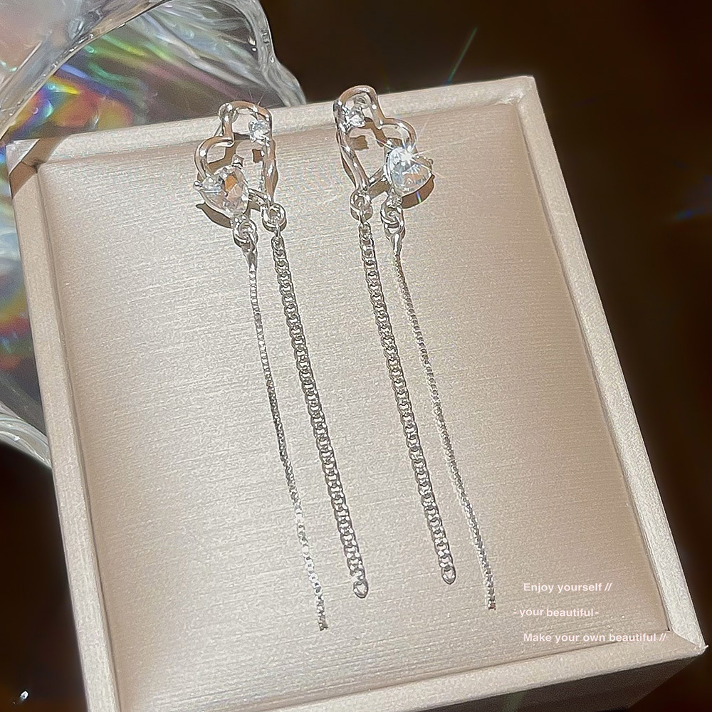 925 Silver Needle Affordable Luxury Fashion Tassel Earrings Temperamental Minority All Match Pearl Stud Earrings Personalized High-Grade Earrings for Women