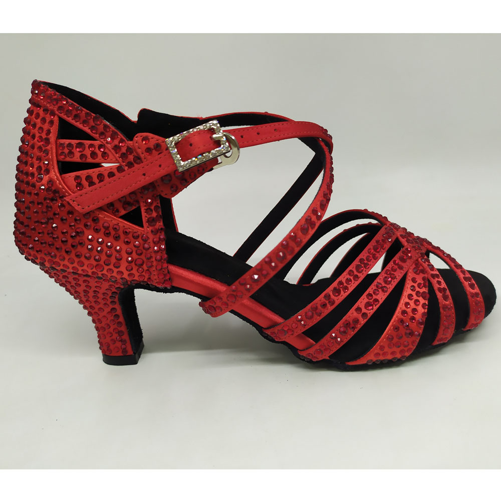 【厂家直供】2021新款镶钻拉丁舞鞋 恰恰舞鞋广场交谊舞蹈鞋软底