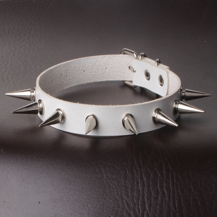 欧美潮酷酒吧夜店pu皮尖钉铆钉项圈女生潮流街拍颈带项链锁骨链