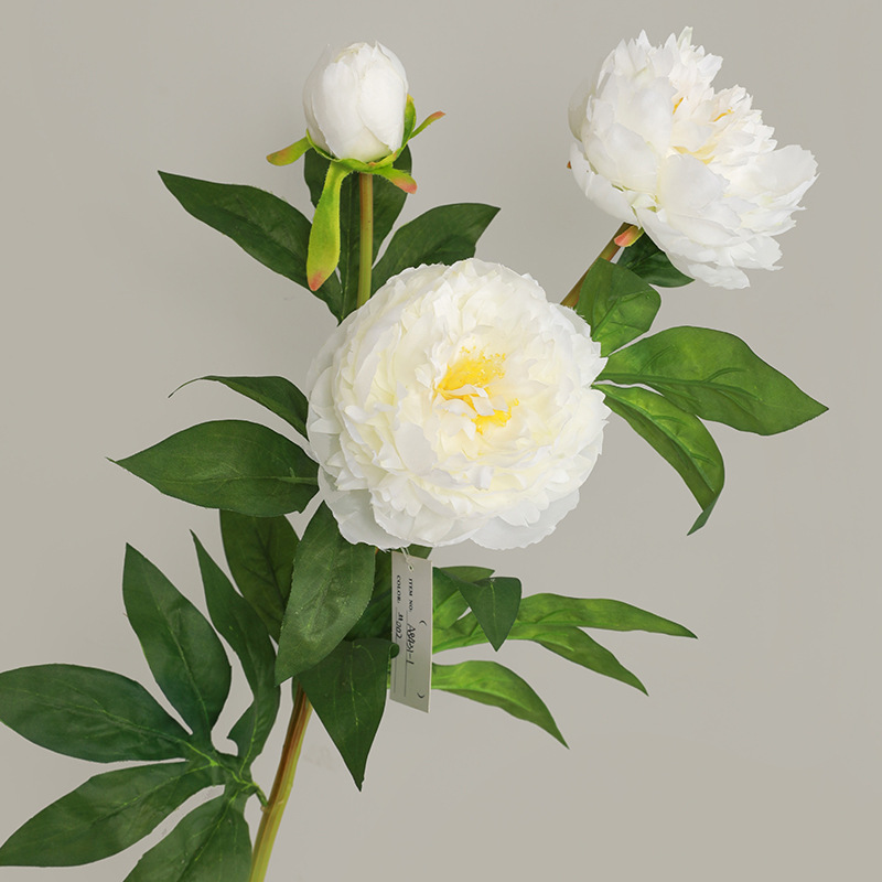 Nordic Home Decoration White Fake Flower Bouquet Living Room Home Furnishings Flower Three Peony Peony