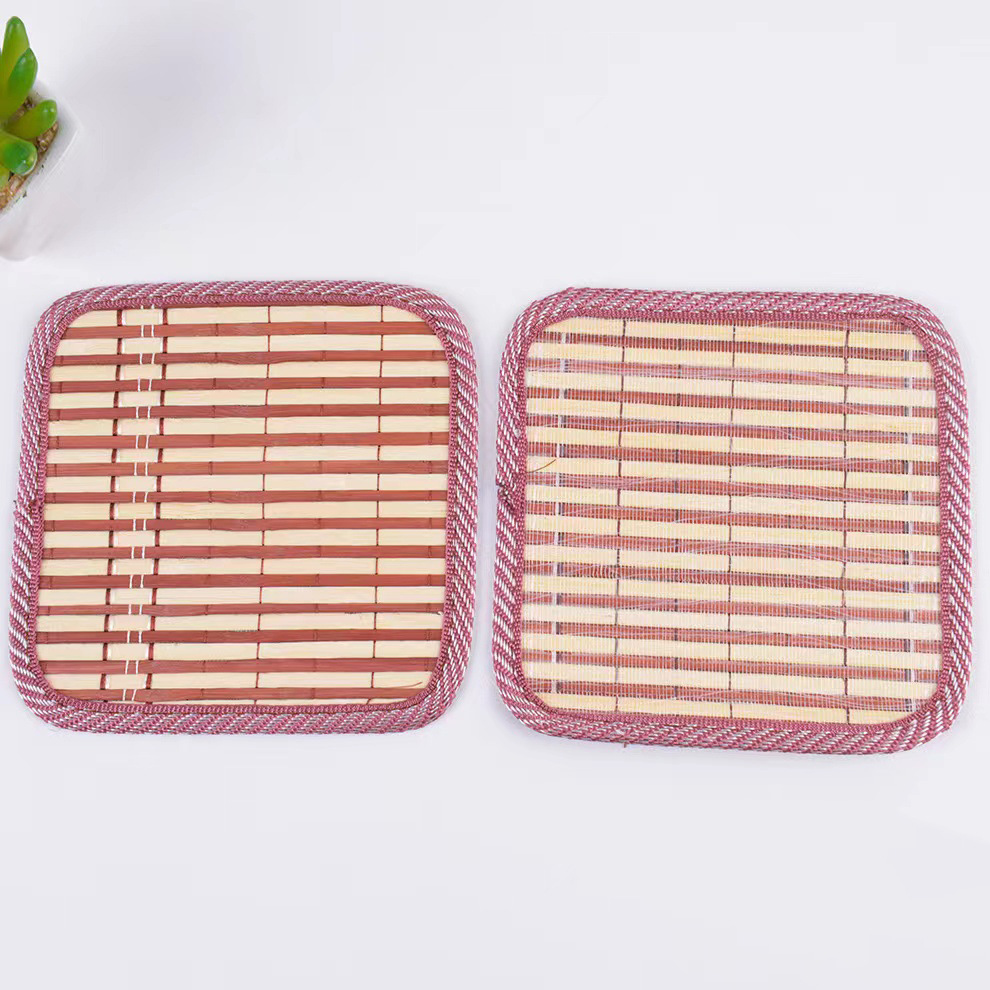 Factory Direct Sales Bamboo Placemat Heat Proof Mat Household Chinese Bamboo Woven Bowl Coaster Cup Coaster Multi-Shape Thickened Dining Table Cushion