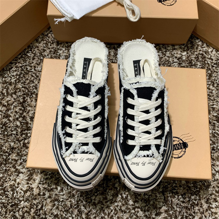 高版本吴建豪帆布鞋xvessel同款乞丐鞋增高腰果花男女低帮情侣鞋