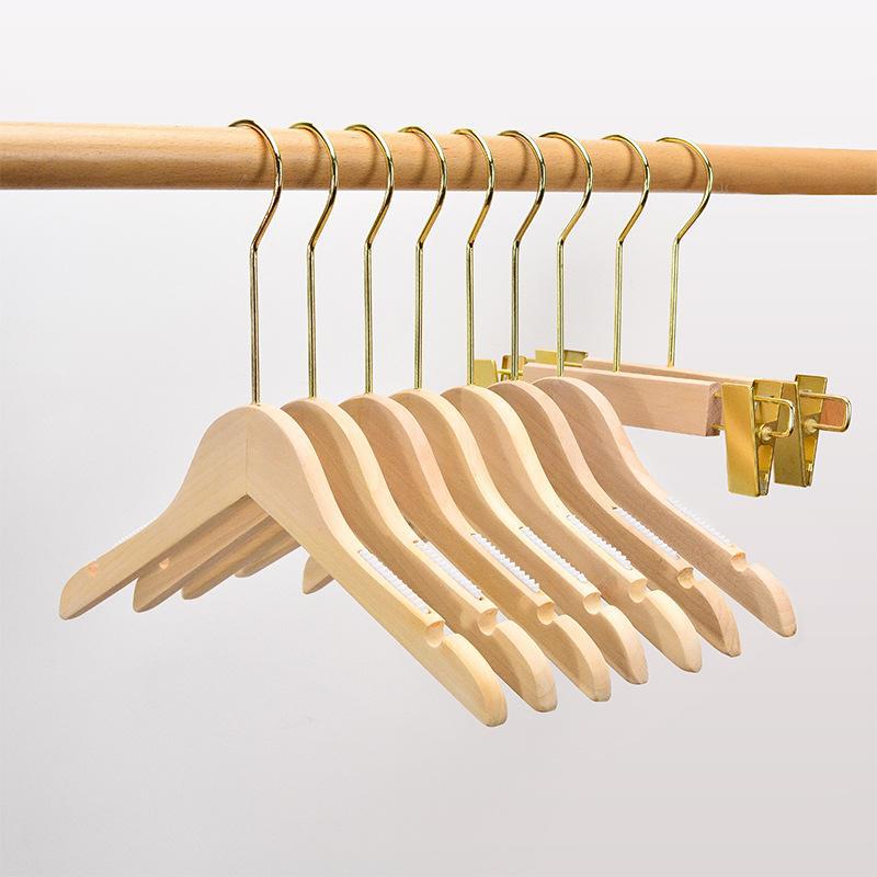 儿童服装店专用无漆实木衣架子批发童装店防滑加厚小孩木质衣挂撑