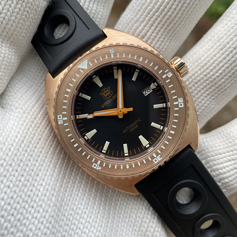 夏季复古德国cusn8锡青铜nh35自动机械机芯500米防水潜水夜光手表