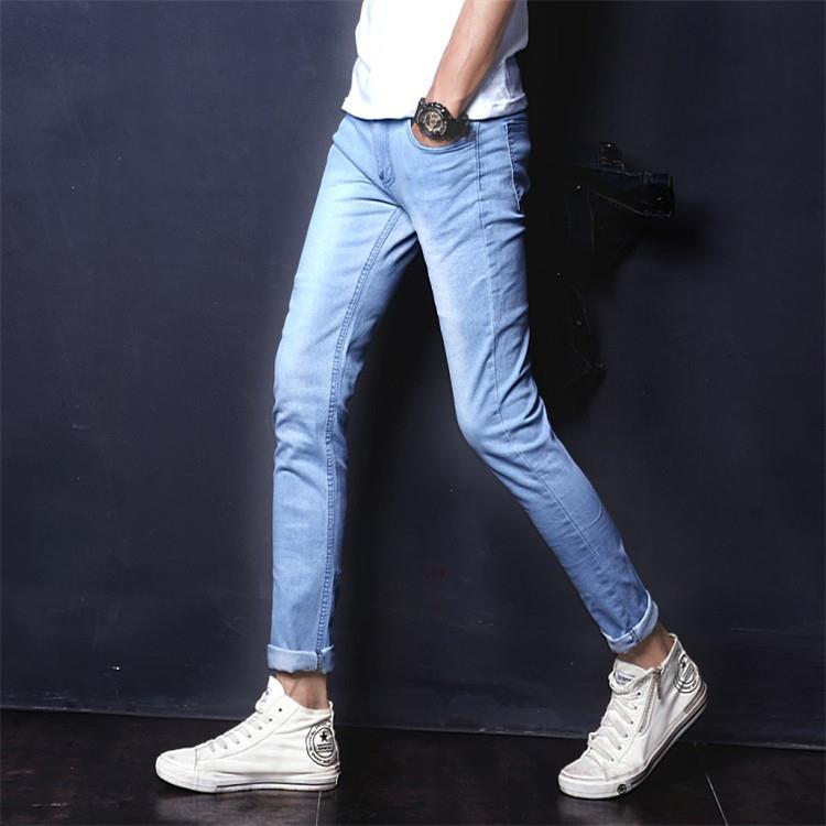 Spring and Autumn Men's Jeans Men's Korean-Style Slim Fit Stretch Feet Pants Autumn and Winter Straight-Leg Trousers One Piece Dropshipping