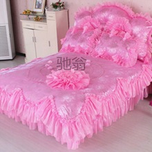 燚j公主风全棉ins网红款粉色1.8 2.0床上四件套纯棉床裙被套蕾丝