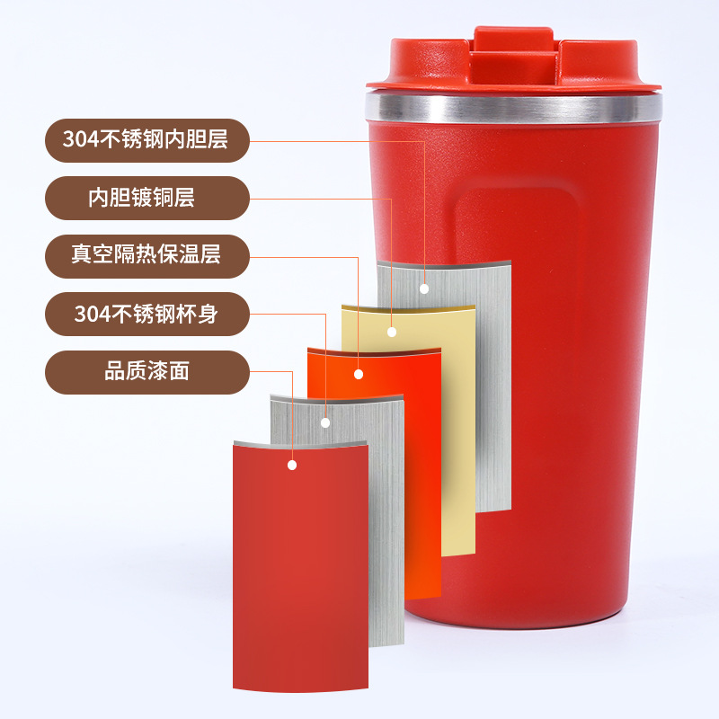 New 304 Stainless Steel Second Generation Coffee Cup Men and Women Fashion Portable Business for Office and Car Vacuum Cup Customization
