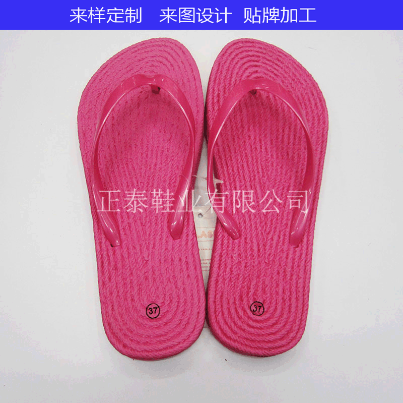 2024 new cross-border supply eva massage simulation straw rope bottom flip flops flat flip-flops slippers printable logo