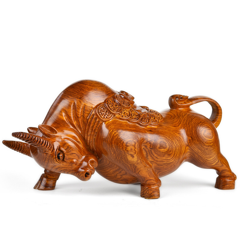 牛摆件红木木雕奋斗牛实木雕刻生肖牛办公桌桌面摆设装饰牛工艺品