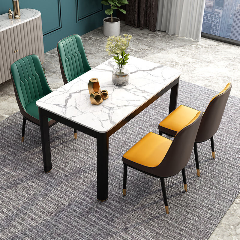 轻奢餐桌椅组合北欧小户型4人6人餐桌岩板简约现代长方形家用饭