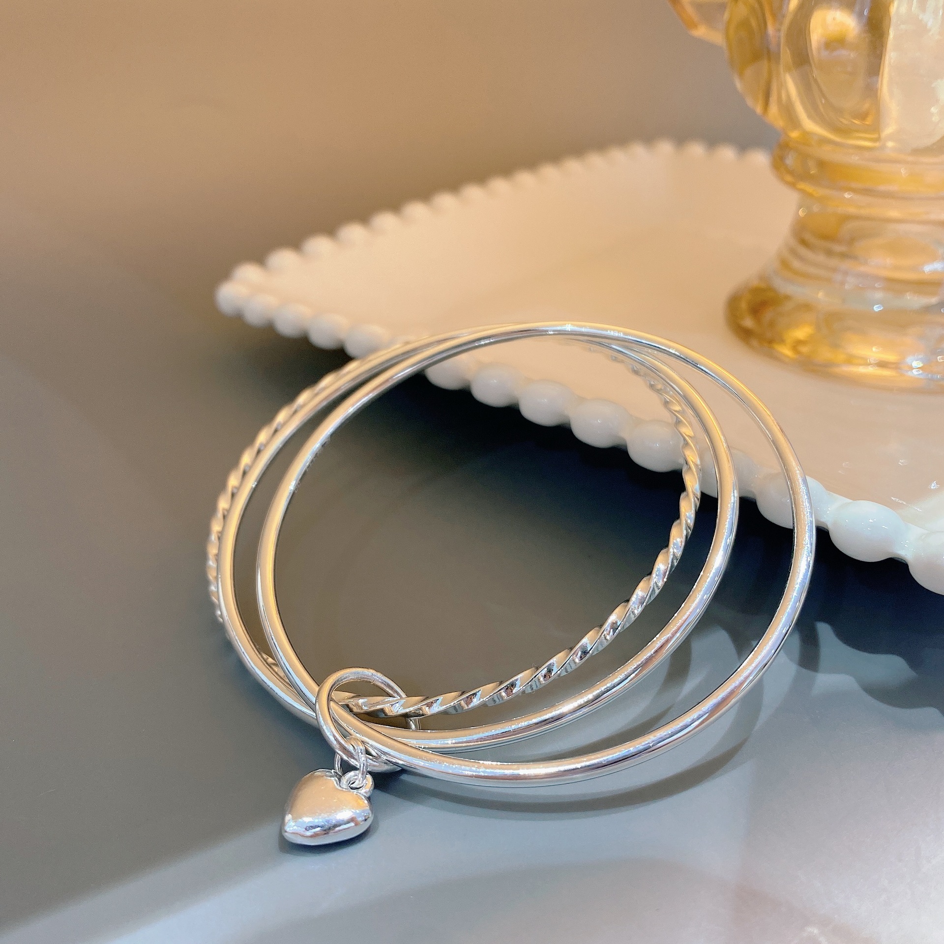 福氏足银三生三世银手镯女s999年轻款镯子生日情人节礼物纯银手镯