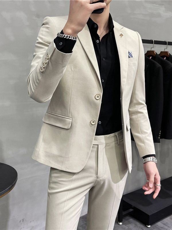 西服男士两件套商务职业正装小西装韩版修身伴郎新郎结婚礼服套装