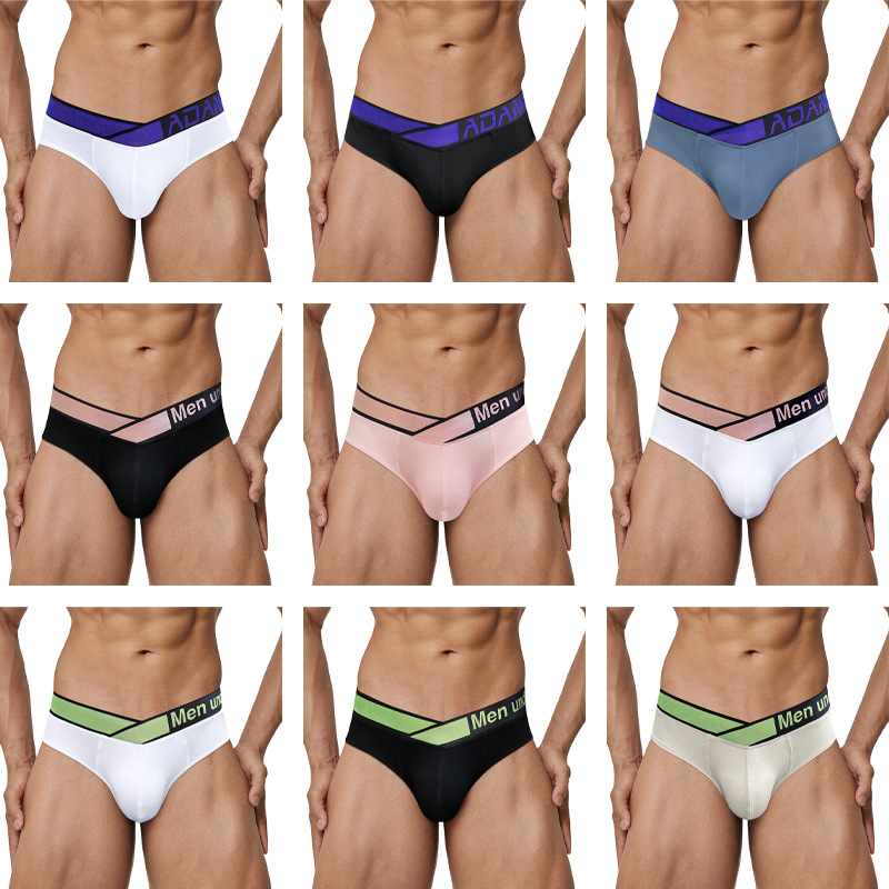 Pump New Men's Underwear Large V Belt Sexy Briefs Laser Gradient Youth Comfortable U Convex Low Waist Panties