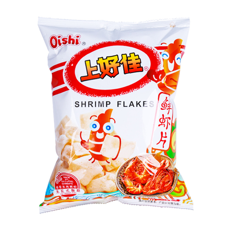上好佳虾片80g/袋整箱超大包薯片休闲食品膨化小零食可口美味小吃