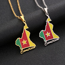 欧美热销非洲喀麦隆地图不锈钢项链男女民族风钛钢新款潮流配饰品
