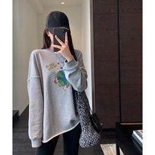 随性慵懒 oversize藏肉显瘦宽松印花大卫衣女清新感上衣春季新款