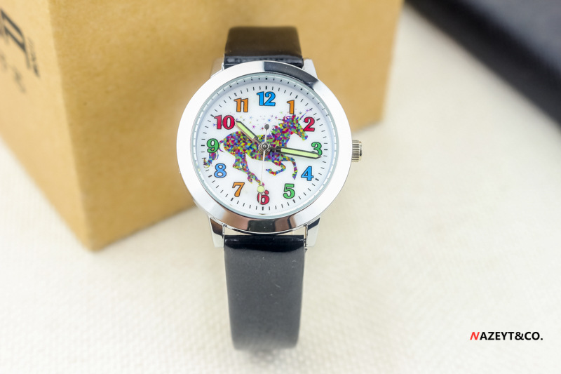 可爱卡通小马儿童皮带手表彩色数字动物小女孩生日礼物表