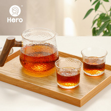 Hero日式锤纹分享壶透明玻璃咖啡杯耐高温茶杯防滑水杯手冲锤纹杯