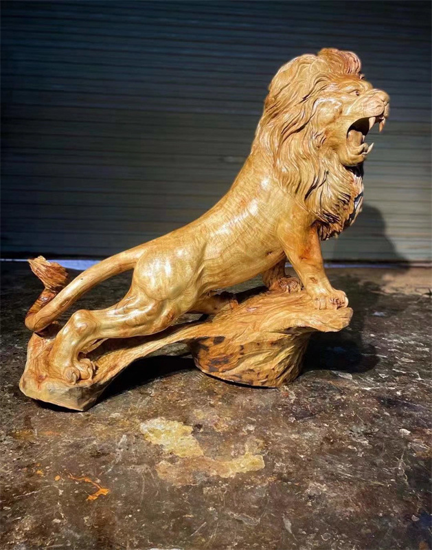 实木根雕大狮子公司大堂酒店别墅门口室内摆设东方雄狮木雕摆件