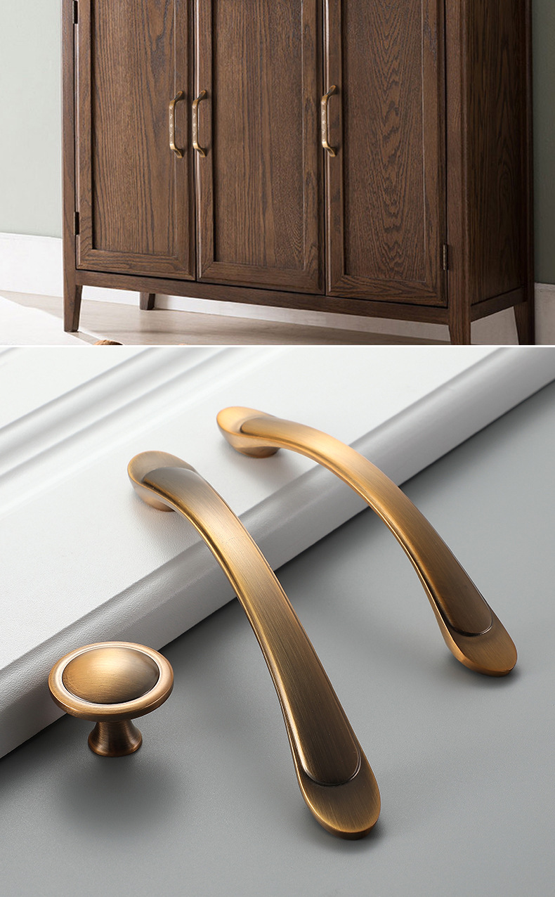 中式抽屉拉环纯铜门把手古铜色黄古黄铜仿古实木家具全铜门把手