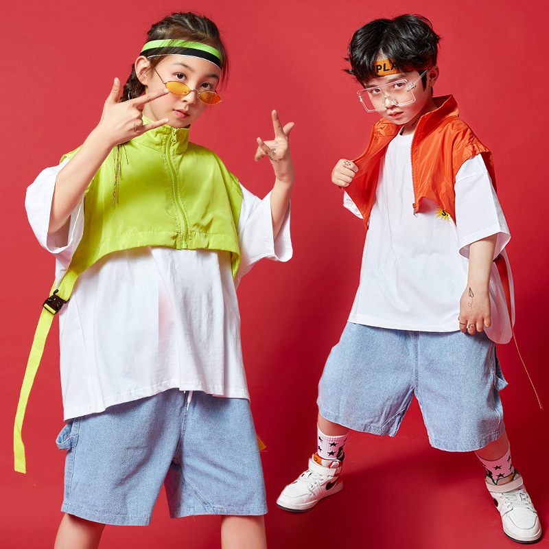 街舞套装男童嘻哈酷帅气少儿童女孩街舞t恤潮服hiphop演出服
