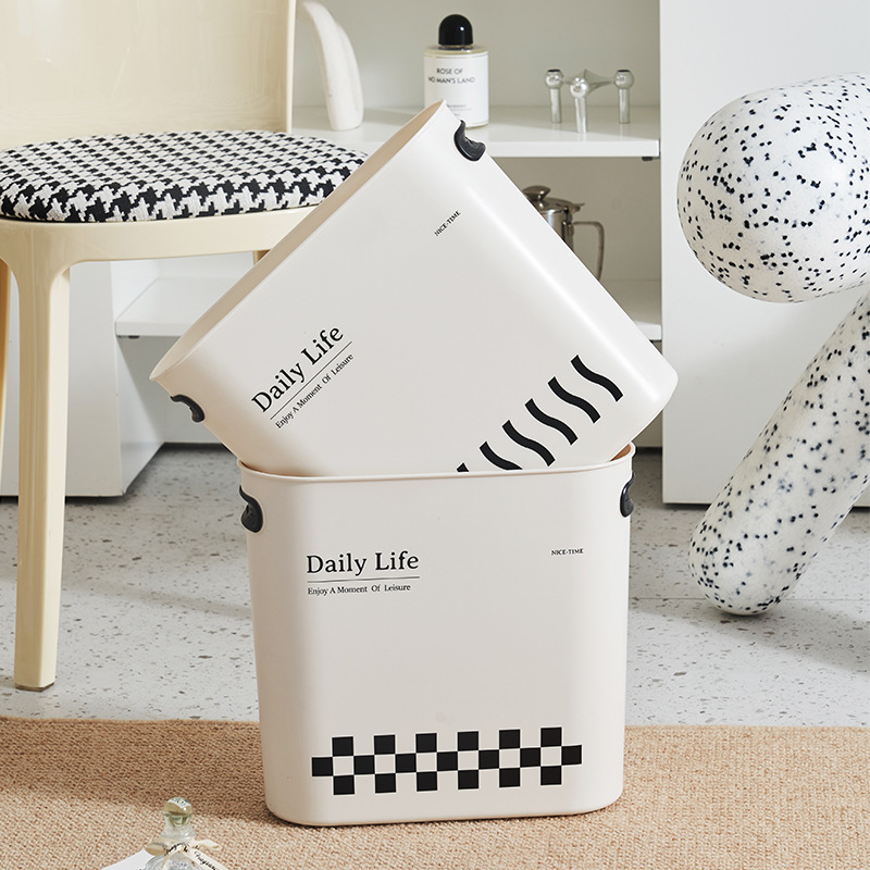 Nordic Instagram Style Trash Can Household Living Room Bedroom Corner Trash Bin Good-looking Simple Storage Bucket Wastebasket