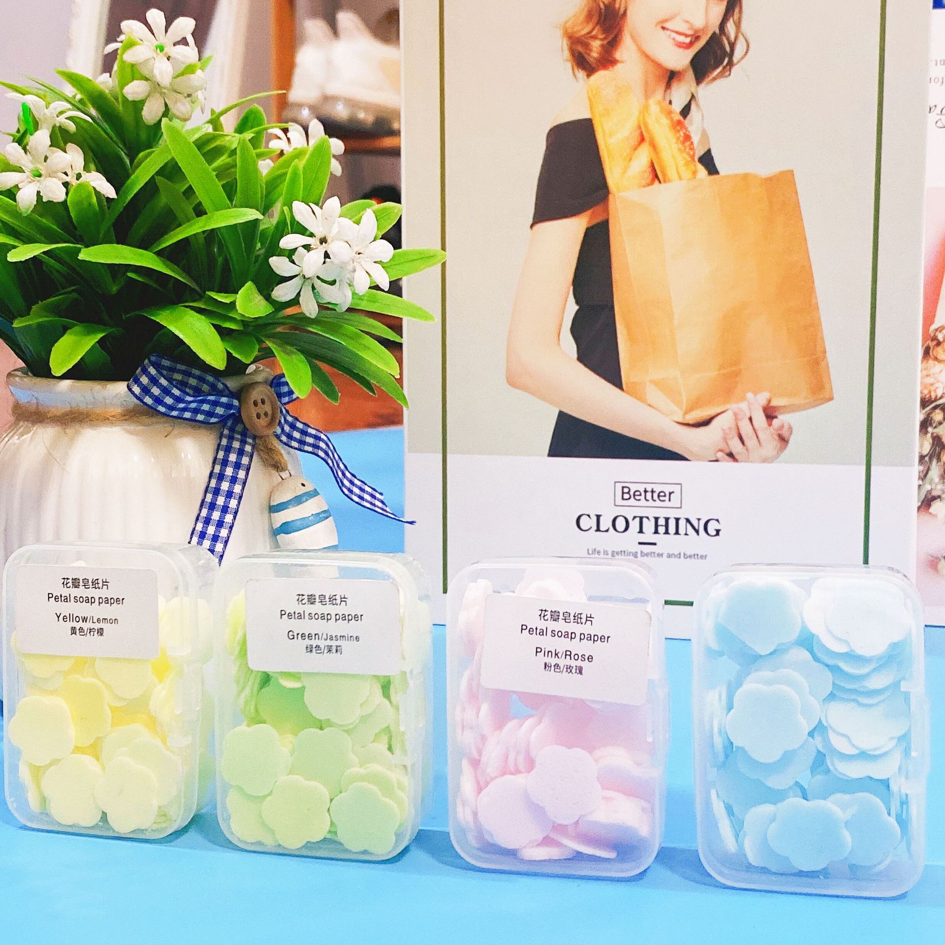 盒装式旅行洗手随身花瓣纸片纸香皂一次性花瓣香皂 便携肥皂片