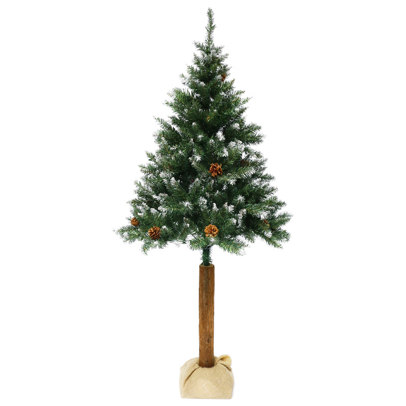Cross-Border Spot Goods 1.8cmpvc + Pine Cone Spray White Wooden Pole Christmas Tree Christmas Decorations Automatic Tree Ornament