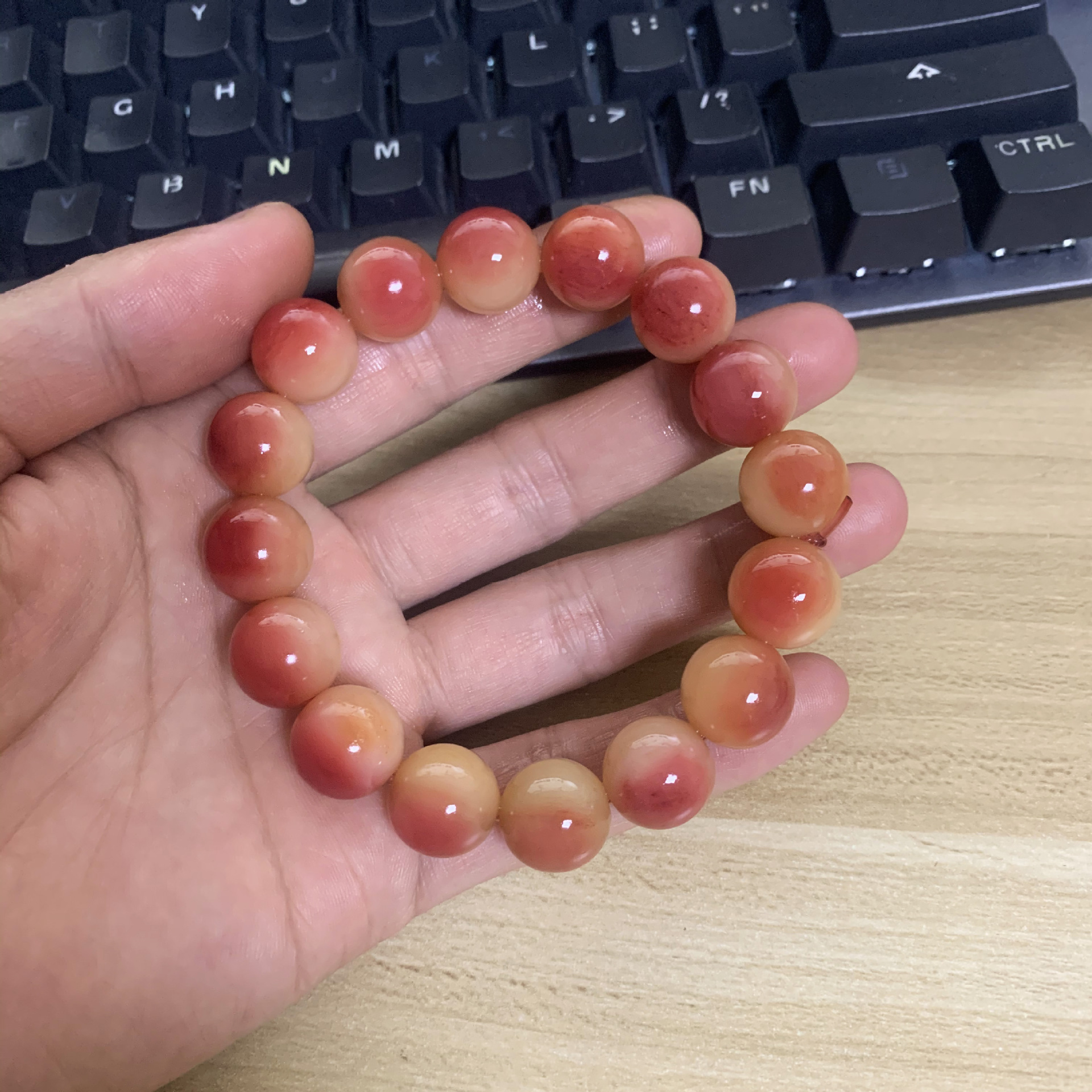 手机实拍 骆驼骨手串 血料老形桶珠 正圆手链 精仿大猫骨佛珠