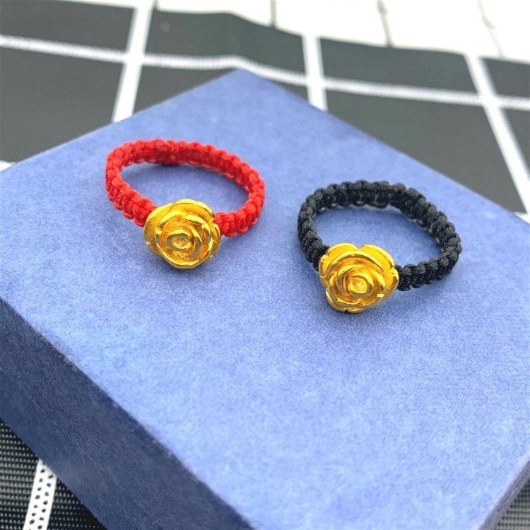抖音同款立体玫瑰花手工编织戒指女可调节指环送女友礼物-阿里巴巴