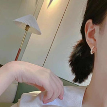 DIY珍珠小配件 S925银耳钉空托 多珠女款耳扣 配3-4mm圆珠21224