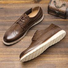 Men Casual Flat Retro Shoes leather Brogue Loafers男休闲皮鞋