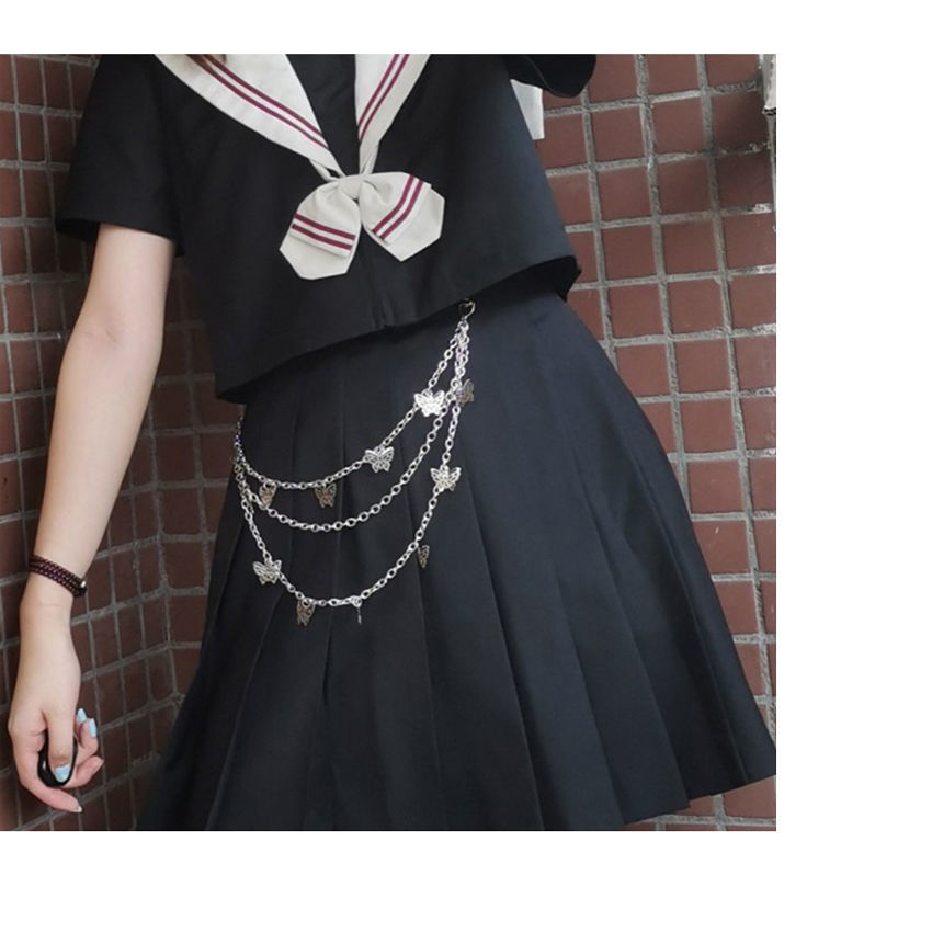 蝴蝶裤链条女潮嘻哈挂饰不良朋克ins腰链女学生皮带配jk制服格裙