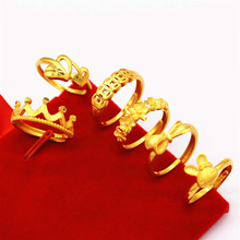 跨境直播批发黄铜镀金首饰 越南沙金戒指女款时尚韩版创意款个性