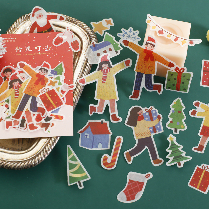 圣诞节贴纸可爱卡通玻璃门冰箱贴画墙贴装饰平安夜儿童手账贴纸包