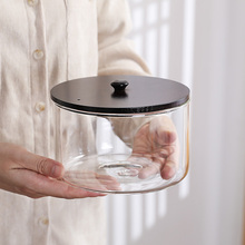 耐热玻璃消毒锅电陶炉可煮杯缸小号带盖子茶洗水盂水洗茶渣玻璃碗