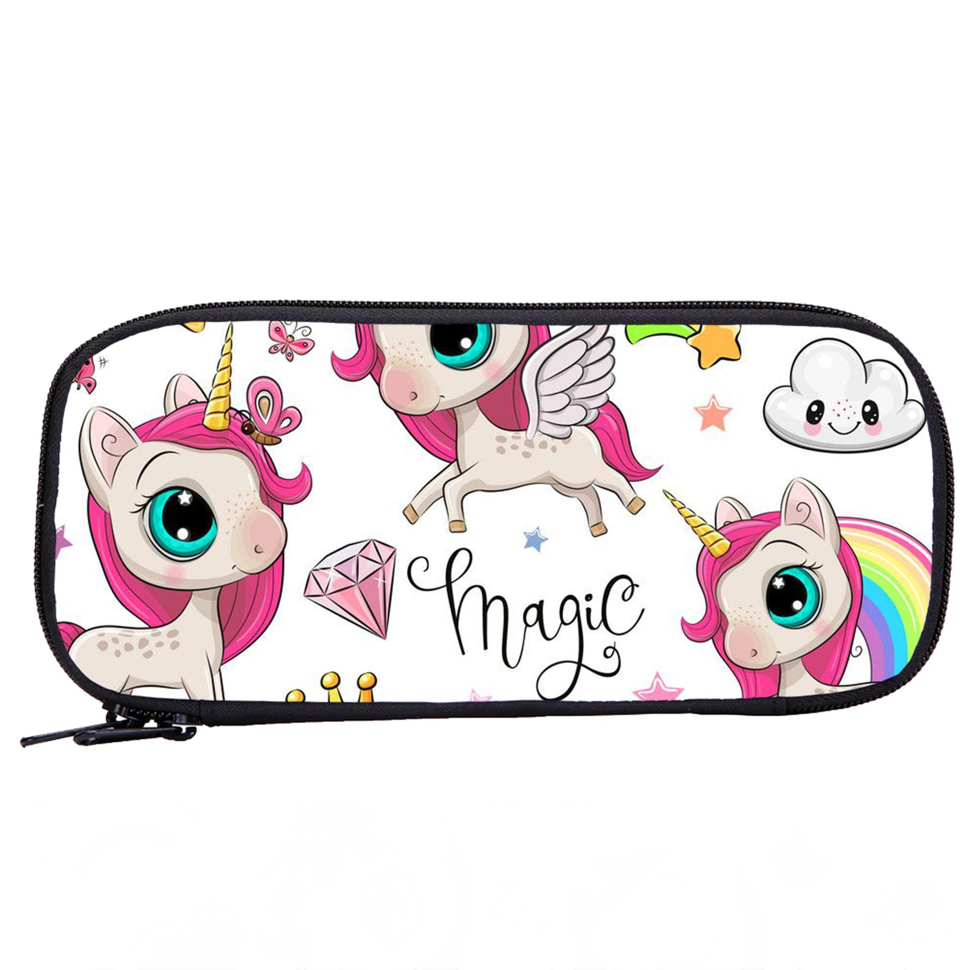 独角兽笔袋 图片彩印3d铅笔袋儿童学生笔袋印logo厂家跨境批发