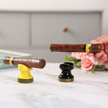 跨境陶瓷雪茄烟托烟灰缸单人份便携迷你创意描金双色雪茄支架欧式