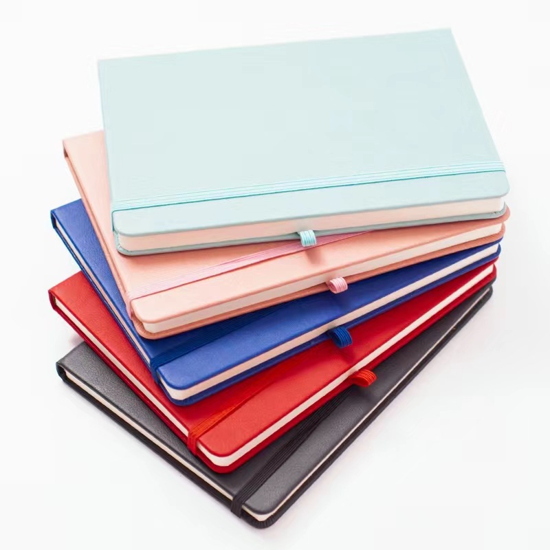 Factory Wholesale A5 Hard Leather Bandage Elastic Band Pu Soft Leather Office Notebook Printed Ogo Diary Notepad