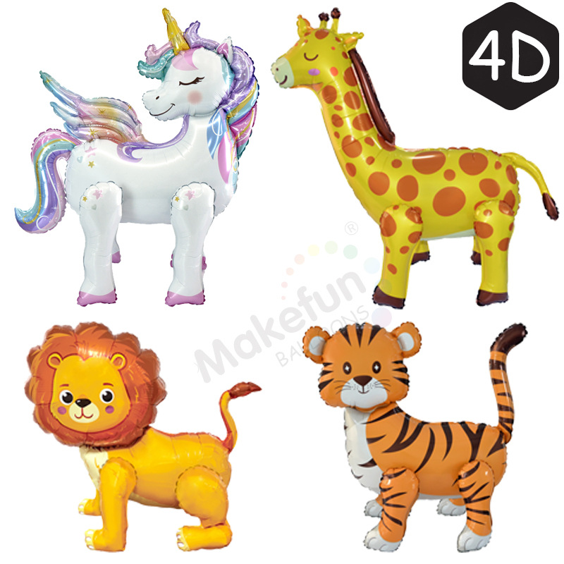 4d splicing button standing animal children birthday gathering party pack independent bag decorative aluminum film balloon