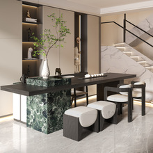 新中式简约现代实木茶桌组合轻奢岩板茶台办公室设计师款高端