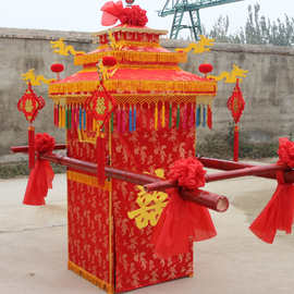 花轿结婚轿子集市婚庆花轿中式八抬大轿农村喜轿折叠双顶婚礼用