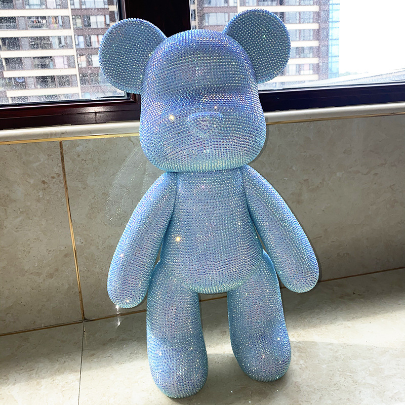 网红流体暴力熊贴钻石模型白胚手工diy材料包粘小熊公仔摆件玩具